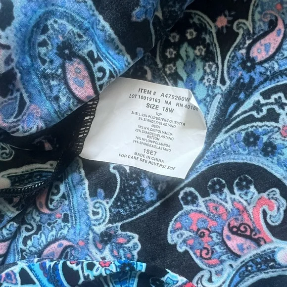 Blue Paisley Tankini Swimsuit - Picture 6 of 9